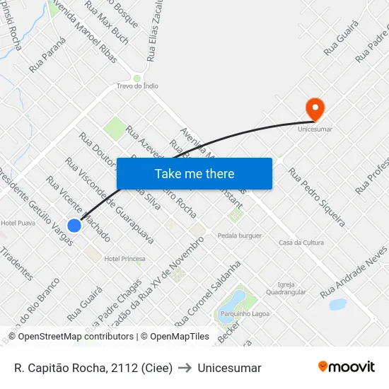 R. Capitão Rocha, 2112 (Ciee) to Unicesumar map