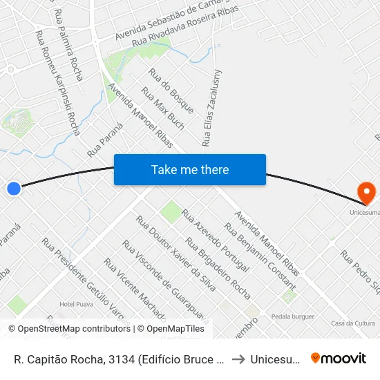 R. Capitão Rocha, 3134 (Edifício Bruce Leuroy) to Unicesumar map