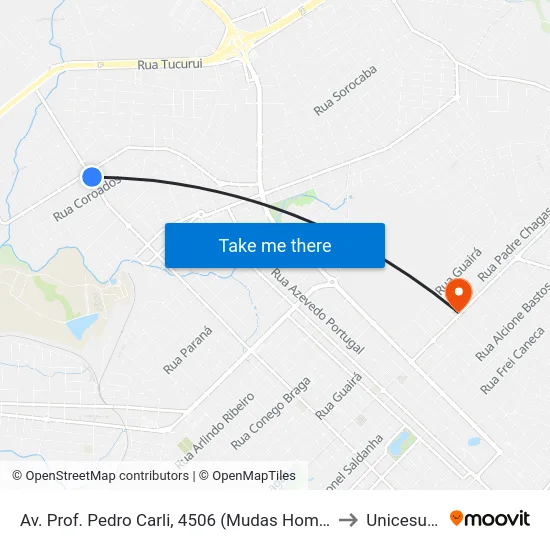 Av. Prof. Pedro Carli, 4506  (Mudas Home Garden) to Unicesumar map