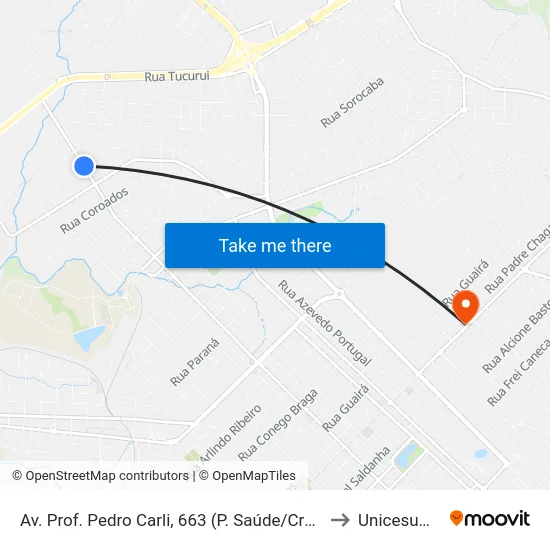 Av. Prof. Pedro Carli, 663 (P. Saúde/Creche) to Unicesumar map