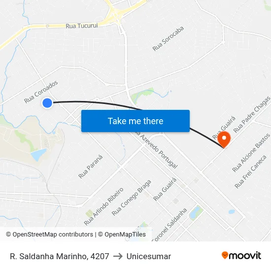 R. Saldanha Marinho, 4207 to Unicesumar map