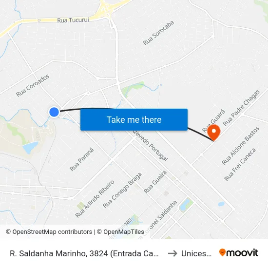 R. Saldanha Marinho, 3824 (Entrada Campus Cedeteg) to Unicesumar map