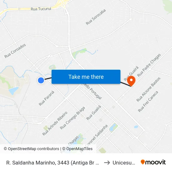 R. Saldanha Marinho, 3443 (Antiga Br Foods) to Unicesumar map