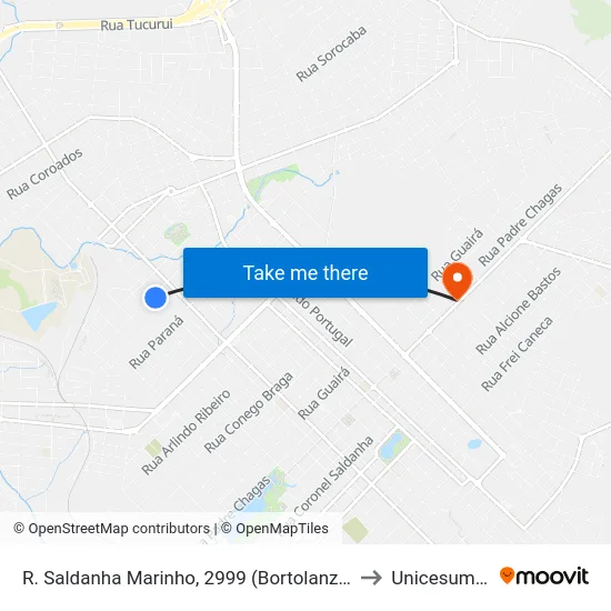 R. Saldanha Marinho, 2999 (Bortolanza) to Unicesumar map