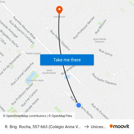 R. Brig. Rocha, 557-663 (Colégio Anna Vanda Bassara)) to Unicesumar map