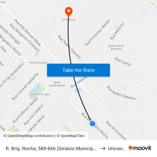 R. Brig. Rocha, 588-666 (Ginásio Municipal Joaquim Prestes) to Unicesumar map