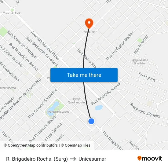 R. Brigadeiro Rocha, (Surg) to Unicesumar map
