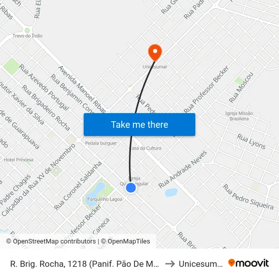 R. Brig. Rocha, 1218 (Panif. Pão De Mel) to Unicesumar map