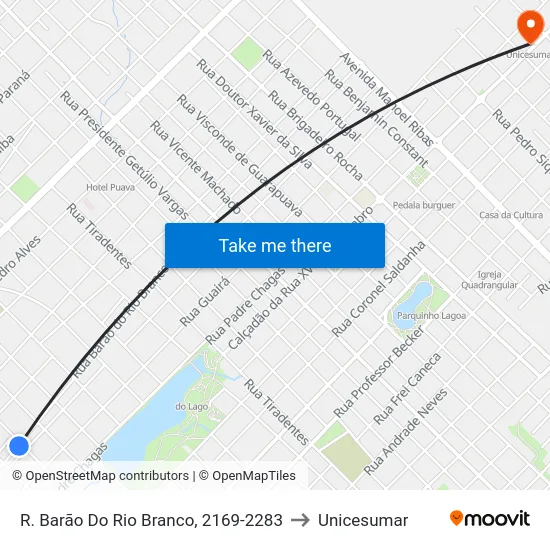 R. Barão Do Rio Branco, 2169-2283 to Unicesumar map