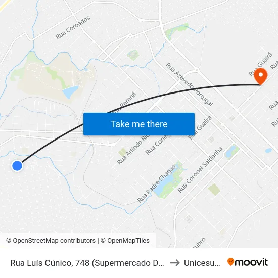 Rua Luís Cúnico, 748 (Supermercado Dalpozzo) to Unicesumar map