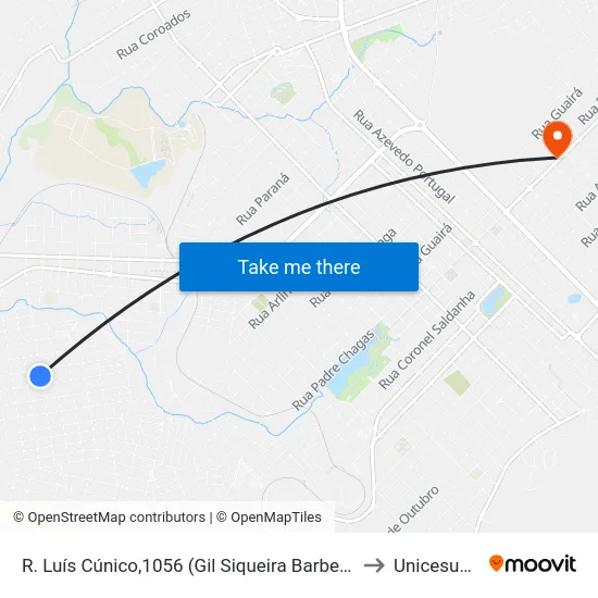 R. Luís Cúnico,1056 (Gil Siqueira Barber Shop) to Unicesumar map