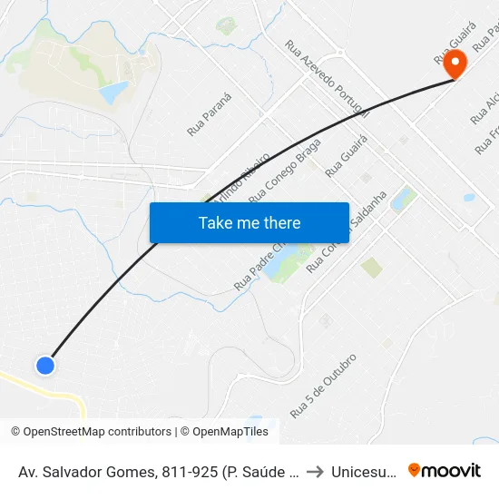 Av. Salvador Gomes, 811-925 (P. Saúde Planalto) to Unicesumar map
