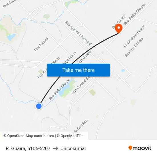 R. Guaíra, 5105-5207 to Unicesumar map