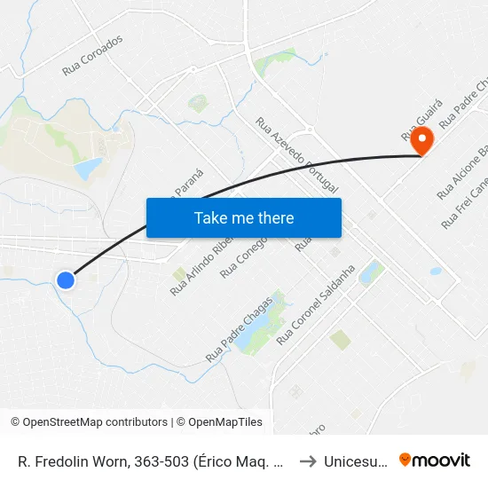 R. Fredolin Worn, 363-503 (Érico Maq. Agricolas) to Unicesumar map