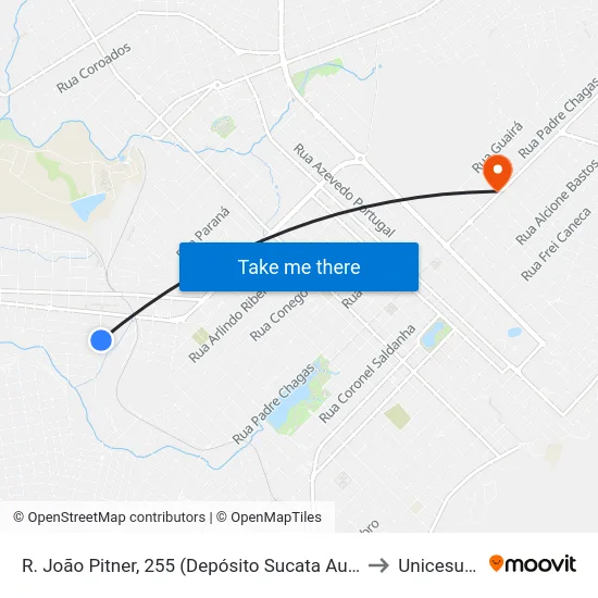 R. João Pitner, 255 (Depósito Sucata Automotiva) to Unicesumar map