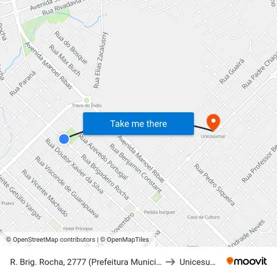 R. Brig. Rocha, 2777 (Prefeitura Municipal) to Unicesumar map