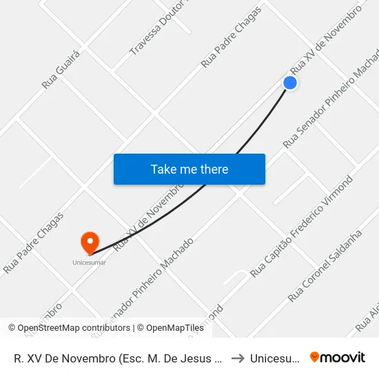 R. XV De Novembro (Esc. M. De Jesus Taques) to Unicesumar map