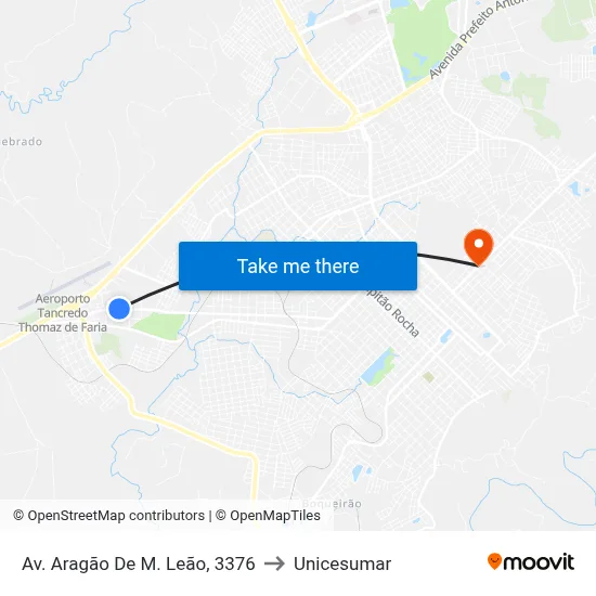 Av. Aragão De M. Leão, 3376 to Unicesumar map