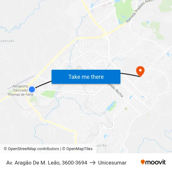 Av. Aragão De M. Leão, 3600-3694 to Unicesumar map