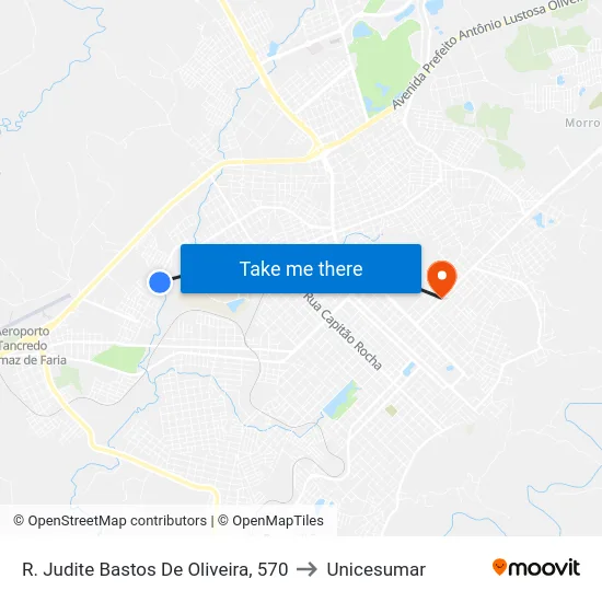 R. Judite Bastos De Oliveira, 570 to Unicesumar map