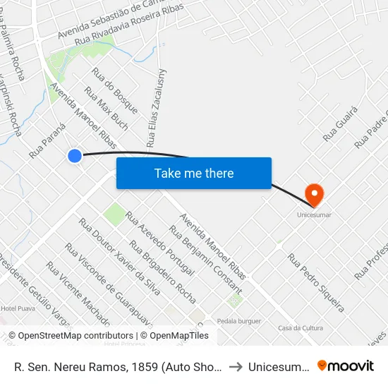 R. Sen. Nereu Ramos, 1859 (Auto Shop) to Unicesumar map