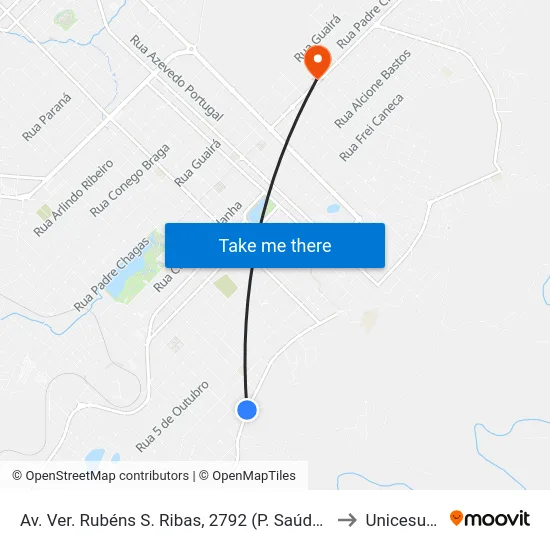 Av. Ver. Rubéns S. Ribas, 2792 (P. Saúde/Creche) to Unicesumar map