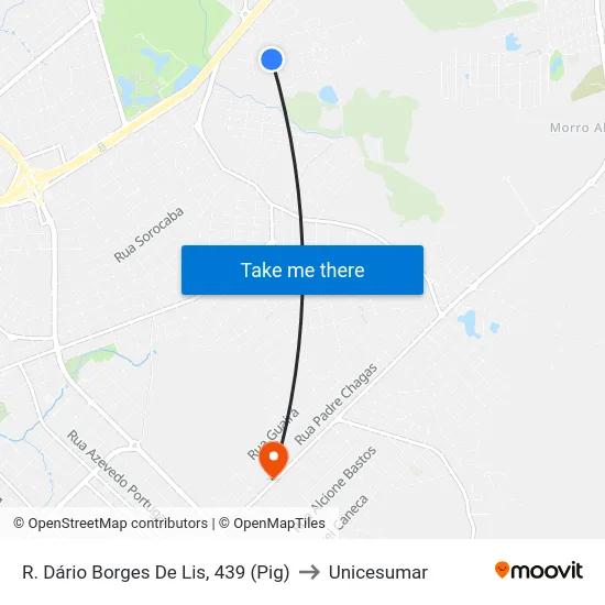 R. Dário Borges De Lis, 439 (Pig) to Unicesumar map