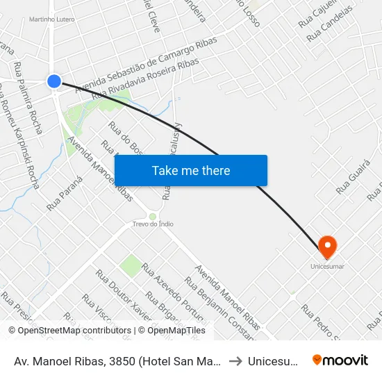 Av. Manoel Ribas, 3850 (Hotel San Marino) to Unicesumar map