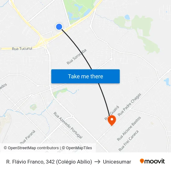 R. Flávio Franco, 342 (Colégio Abílio) to Unicesumar map