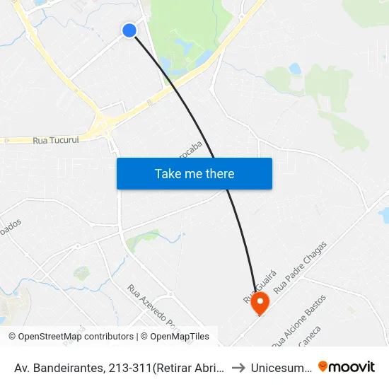 Av. Bandeirantes, 213-311(Retirar Abrigo) to Unicesumar map