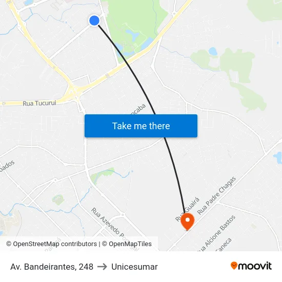 Av. Bandeirantes, 248 to Unicesumar map