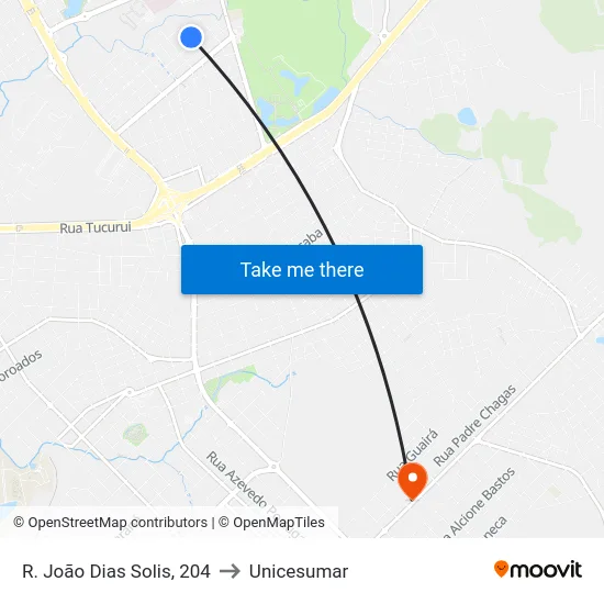 R. João Dias Solis, 204 to Unicesumar map