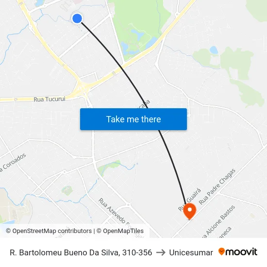 R. Bartolomeu Bueno Da Silva, 310-356 to Unicesumar map
