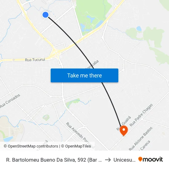 R. Bartolomeu Bueno Da Silva, 592 (Bar Do Fumaça) to Unicesumar map