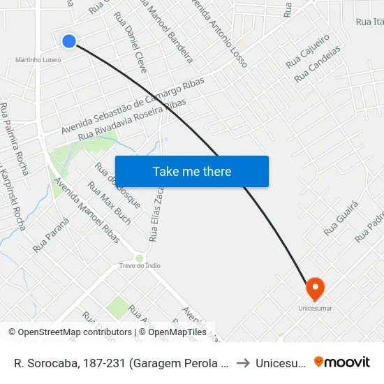 R. Sorocaba, 187-231 (Garagem Perola Do Oeste) to Unicesumar map