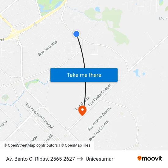 Av. Bento C. Ribas, 2565-2627 to Unicesumar map