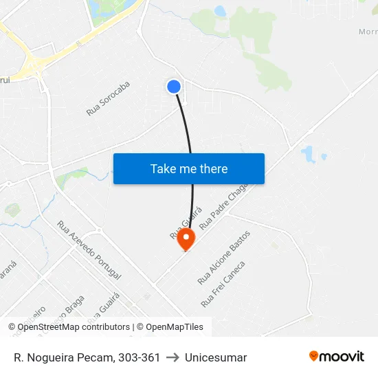 R. Nogueira Pecam, 303-361 to Unicesumar map