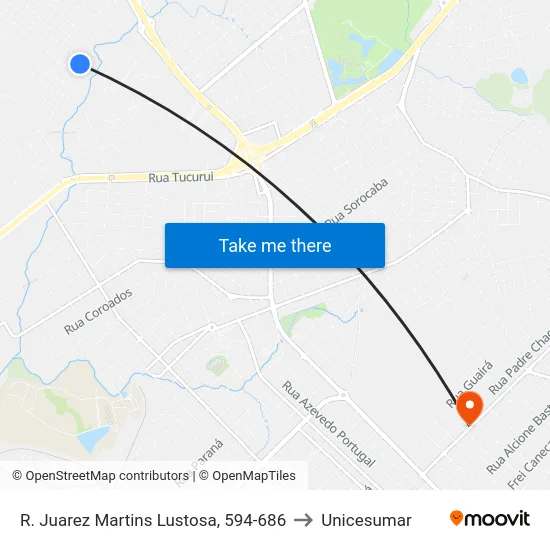 R. Juarez Martins Lustosa, 594-686 to Unicesumar map