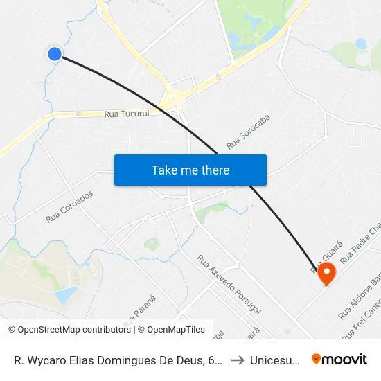 R. Wycaro Elias Domingues De Deus, 649-761 to Unicesumar map