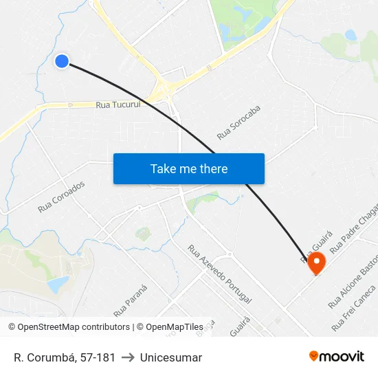 R. Corumbá, 57-181 to Unicesumar map