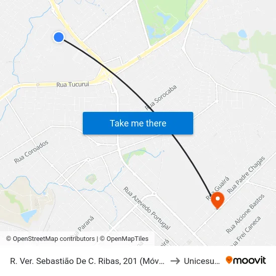 R. Ver. Sebastião De C. Ribas, 201 (Móveis Arúna) to Unicesumar map