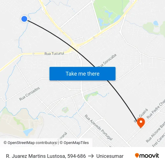 R. Juarez Martins Lustosa, 594-686 to Unicesumar map