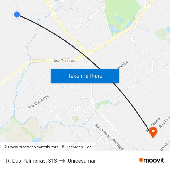 R. Das Palmeiras, 313 to Unicesumar map
