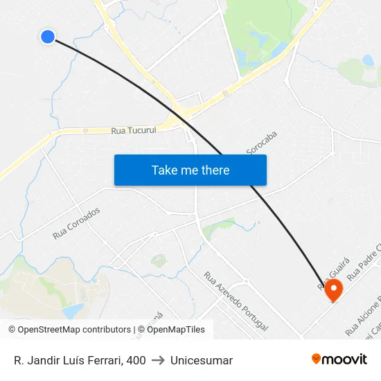 R. Jandir Luís Ferrari, 400 to Unicesumar map