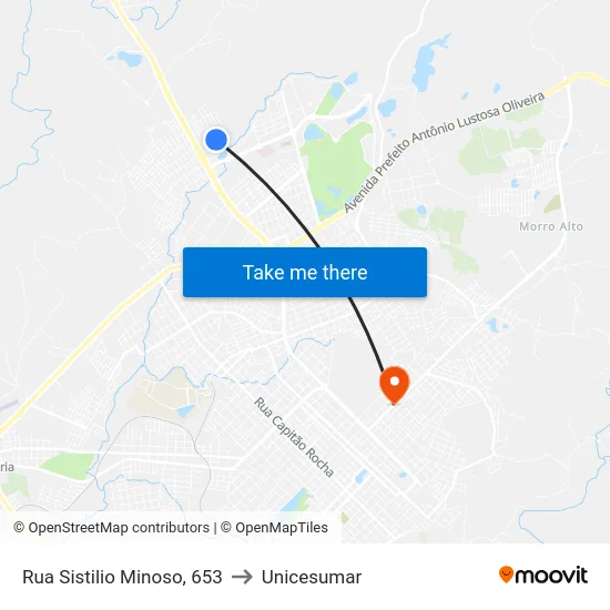 Rua Sistilio Minoso, 653 to Unicesumar map