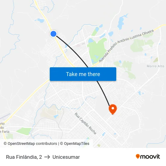 Rua Finlândia, 2 to Unicesumar map