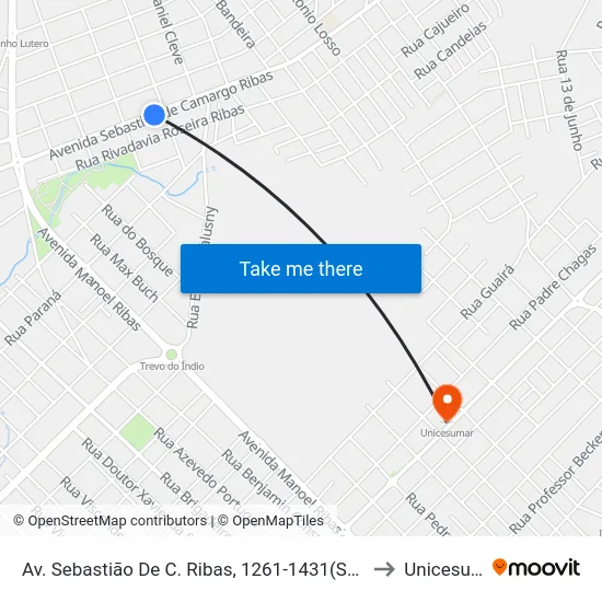 Av. Sebastião De C. Ribas, 1261-1431(Show Modas) to Unicesumar map
