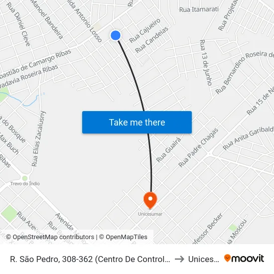 R. São Pedro, 308-362 (Centro De Controle Operacional-Cco) to Unicesumar map