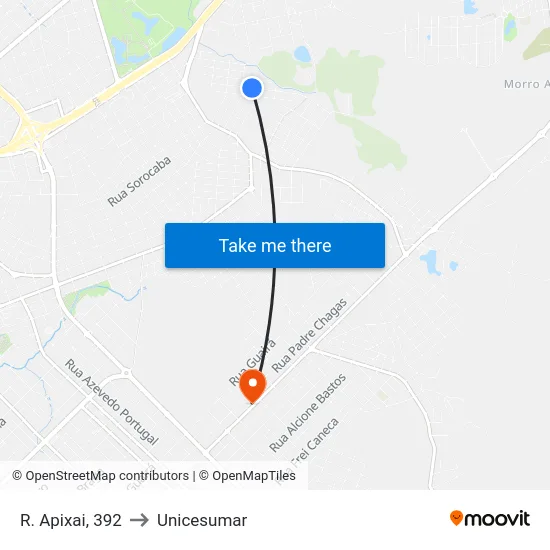 R. Apixai, 392 to Unicesumar map