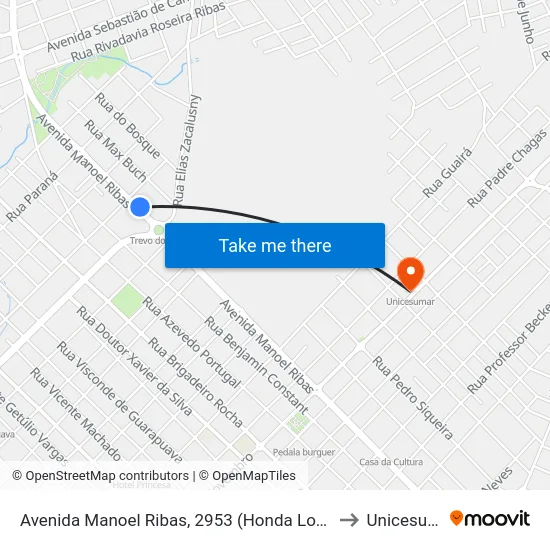 Avenida Manoel Ribas, 2953 (Honda Lobo Motos) to Unicesumar map